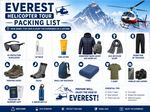 What to wear during Everest Helicopter Tour in Nepal