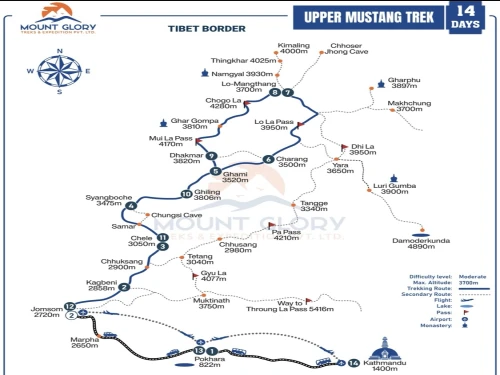 Upper Mustang Trek Map