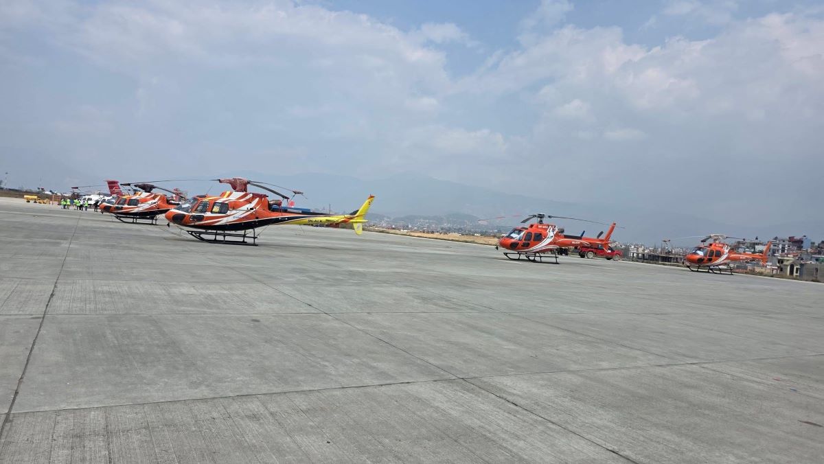 Helicopters at Kathmandu & ready for EBC Heli Tour