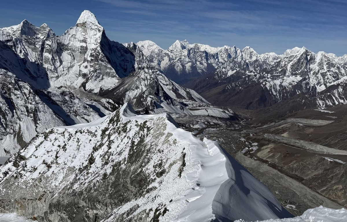 Everest Himalayan Range During Climbing island Peak 6189m