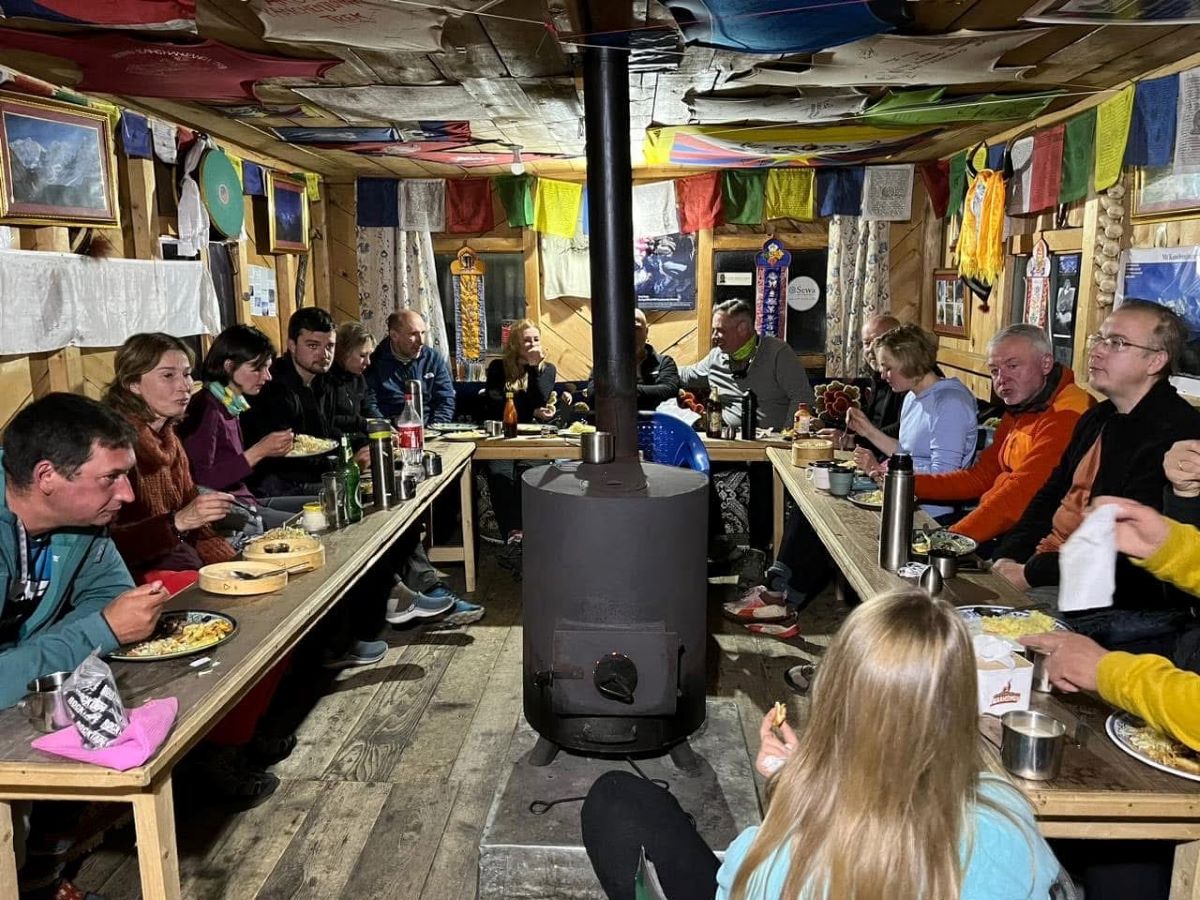 Having Food During Kanchenjunga Trekking