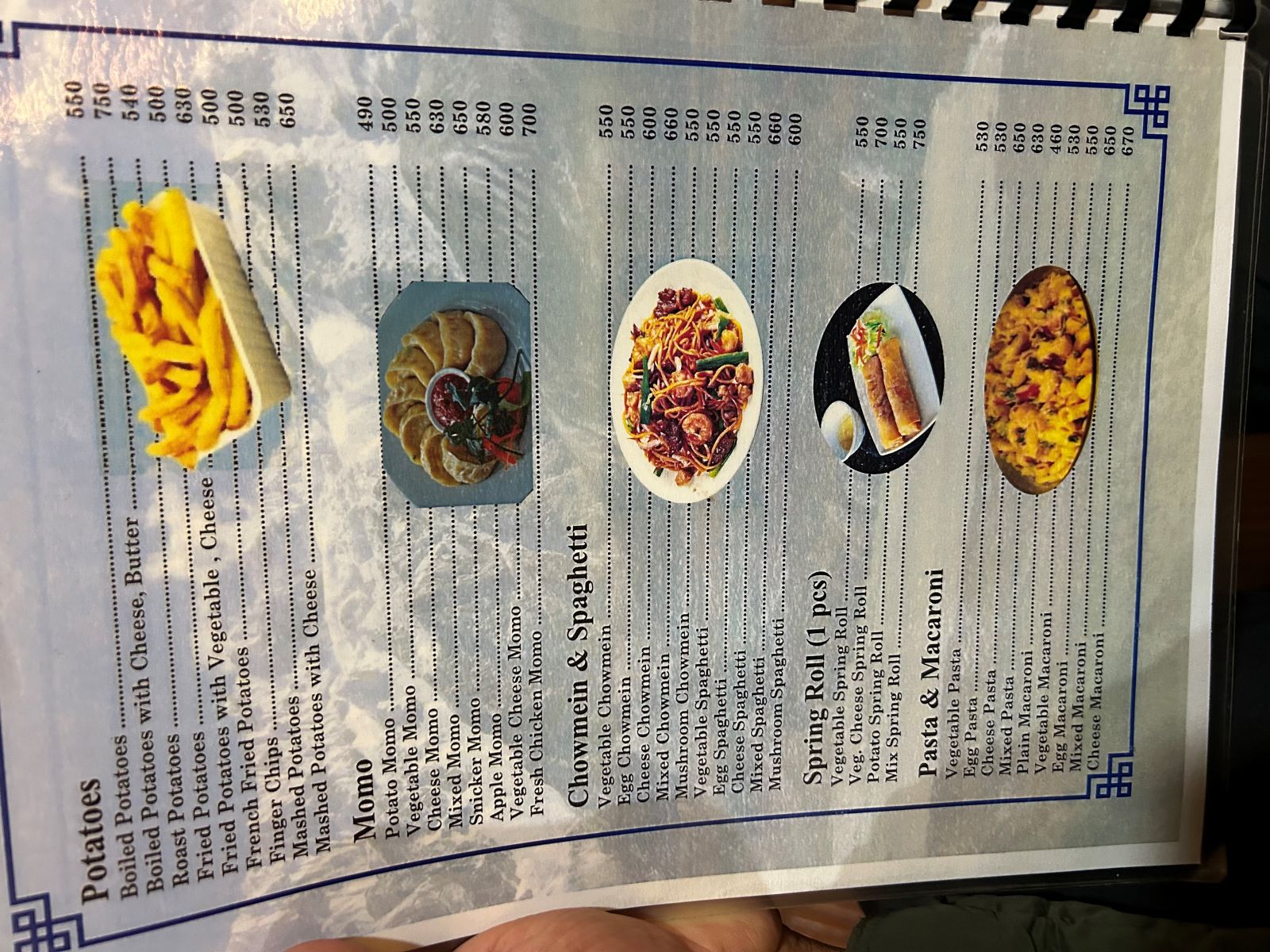Food Menu in Langtang Region