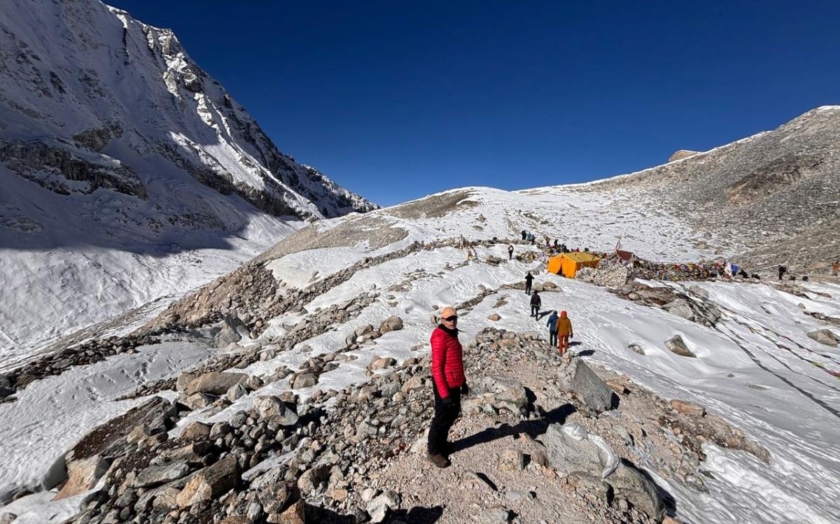 At Manaslu Base Camp 4800m